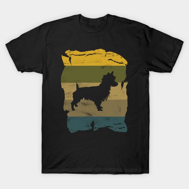 Australian Terrier Distressed Vintage Retro Silhouette T-Shirt by DoggyStyles